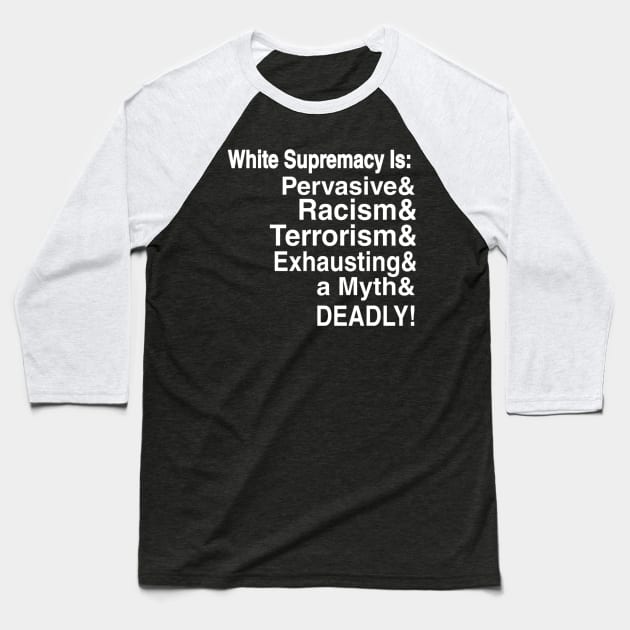 White Supremacy Is - Black Only - Front Baseball T-Shirt by SubversiveWare